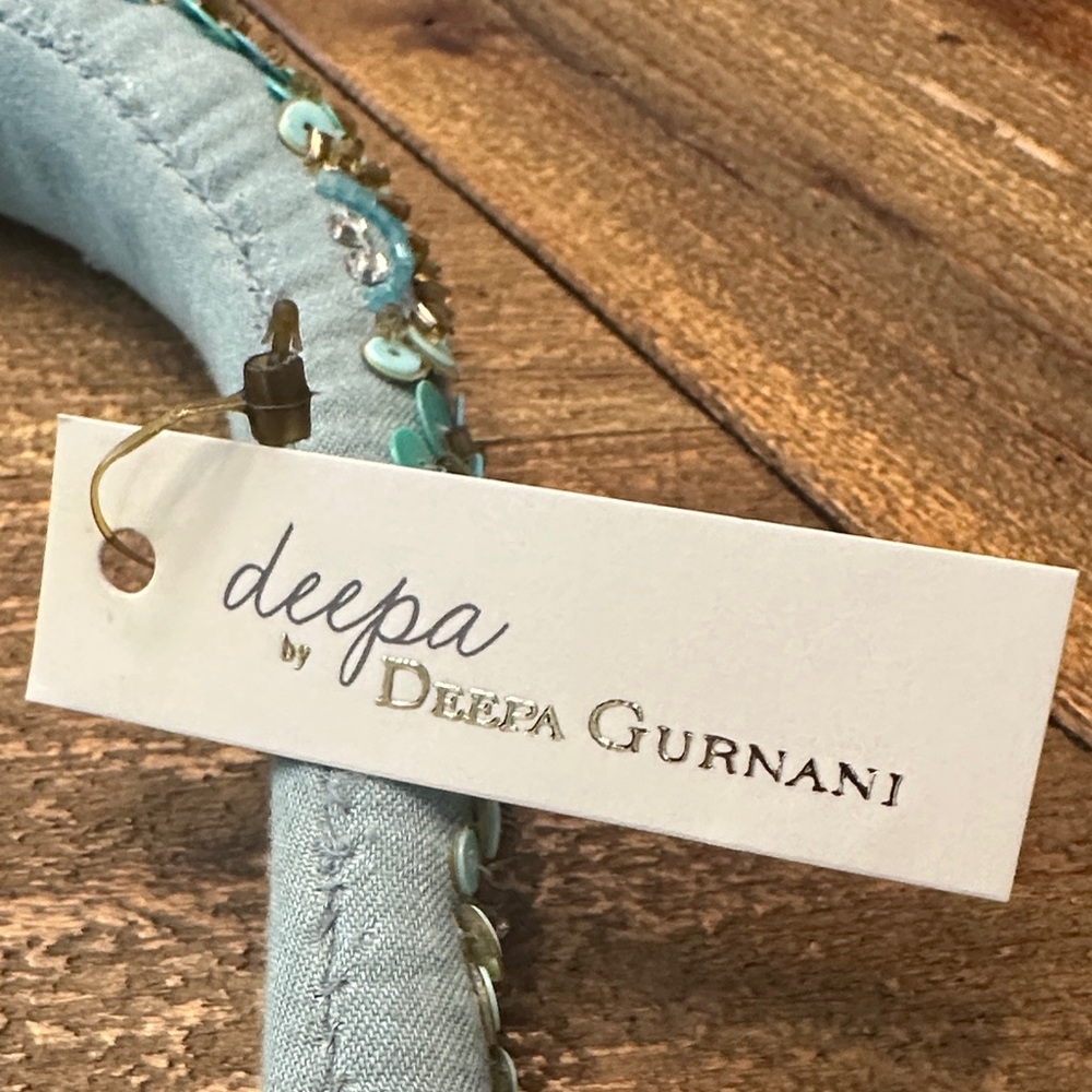 Floral Embellished Turquoise and Blue Headband by Deepa Gurnani NWT - Picture 3 of 10
